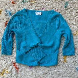 Lovers + Friends | Revolve | Blue Cropped Cutout Sweater Top